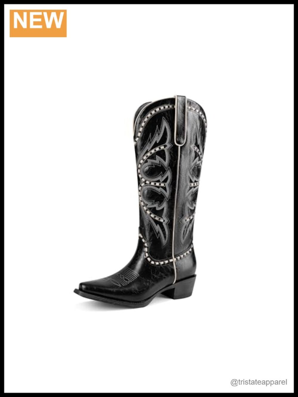 Women's Knee High Cowboy Boots Square Toe Chunky Heel Faux Leather